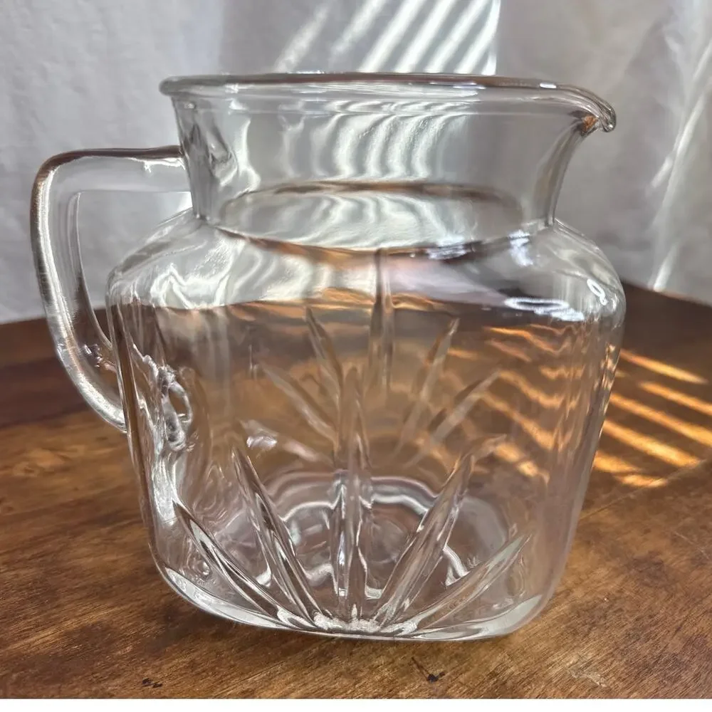 Federal Glass Vintage 50's Star Clear Pattern 36oz Square Pitcher Star On Bottom
